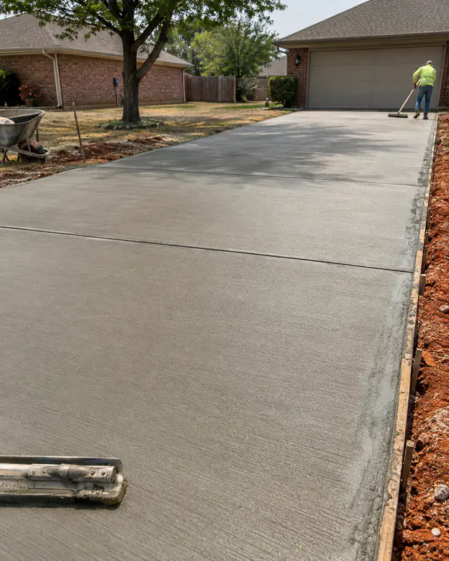 Fresh broom texture on a resurfaced concrete driveway in Oklahoma City
