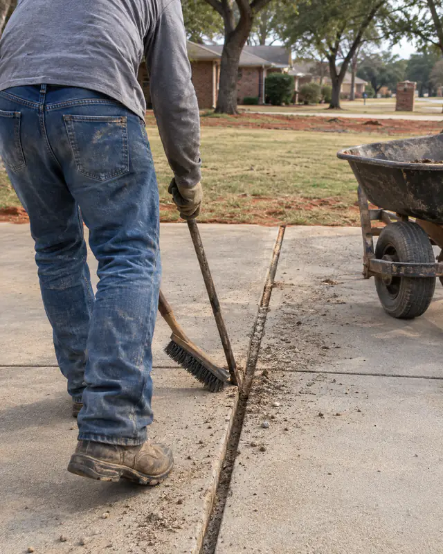Cleaning out an expansion joint before sealing in Oklahoma City