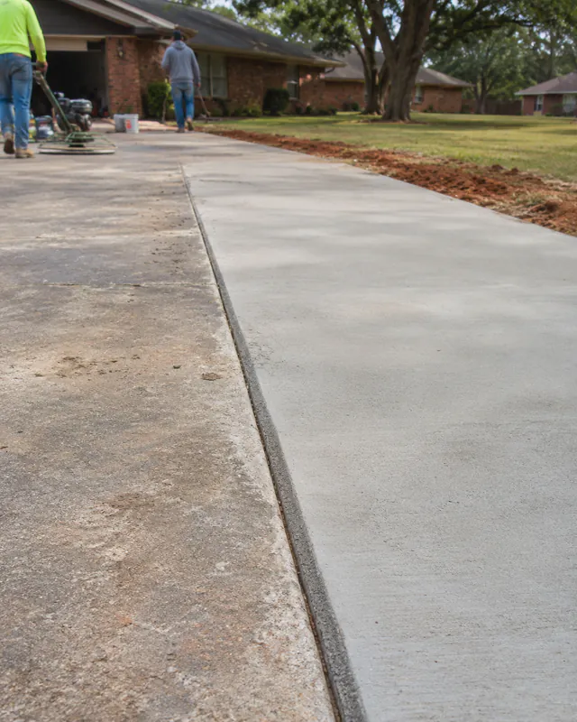 Finished widened driveway with the new slab tied to the old in Oklahoma City