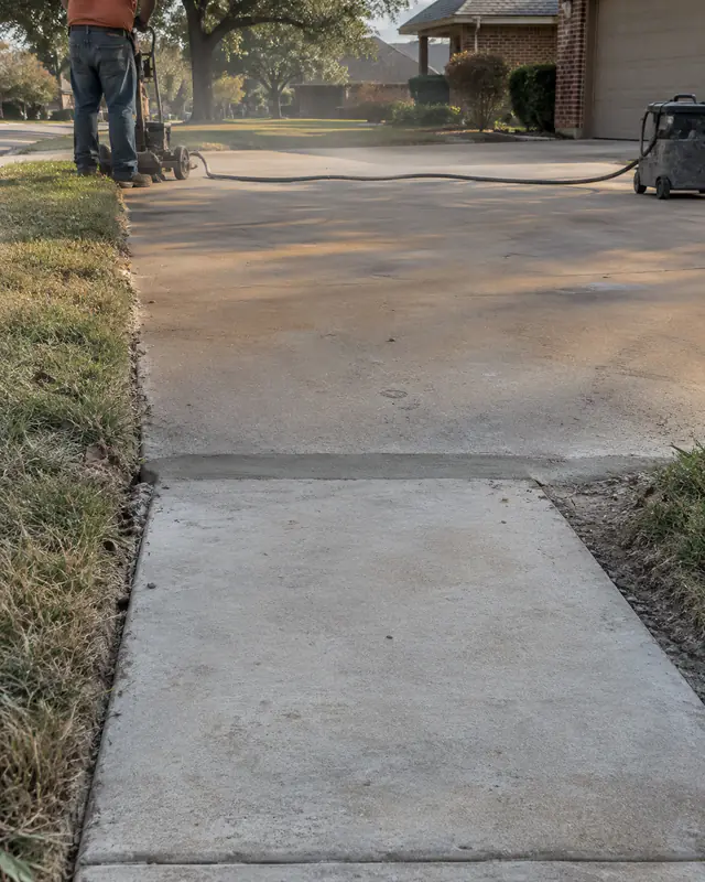 Driveway and walk joint ground flush after trip-hazard grinding in Oklahoma City